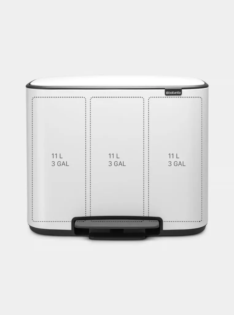 Papelera para reciclaje en Acero inoxidable blanco 3 cubiletes x 11 L cada uno – foto 4