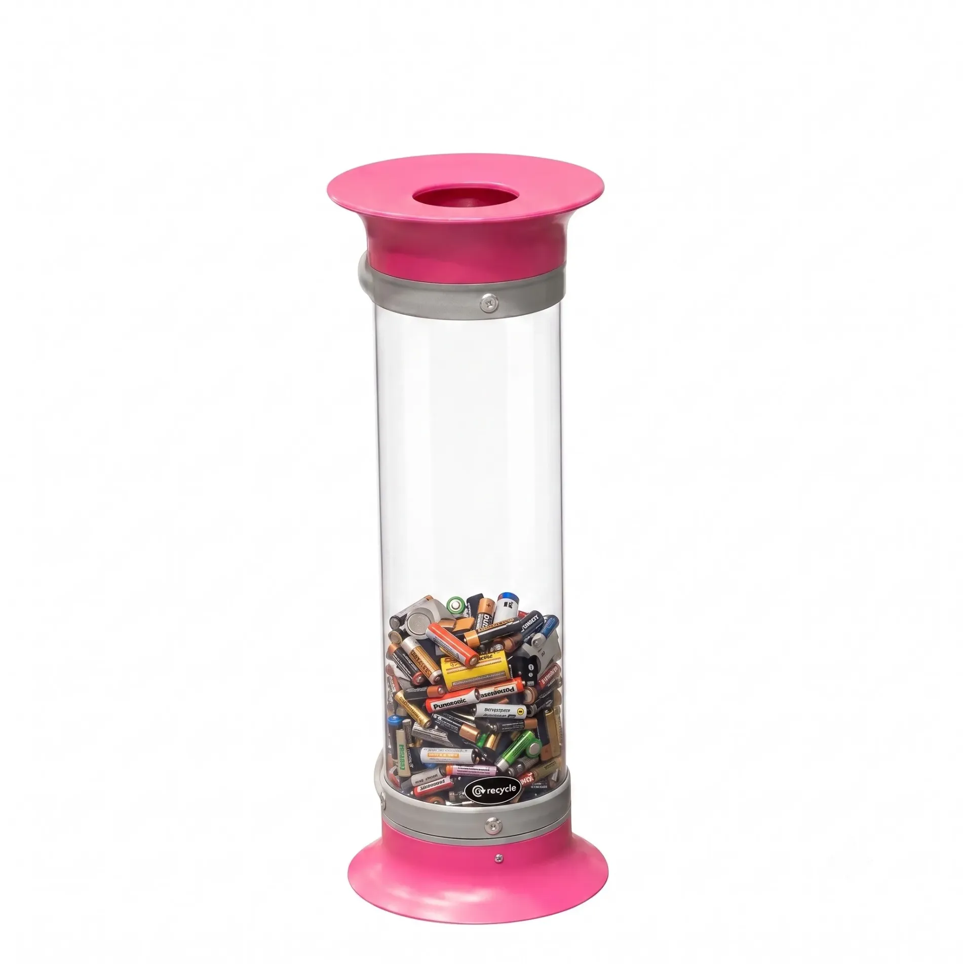 Papelera para pilas en Plástico transparente con color de abertura/embudo/base a elegir 10 L Duratec