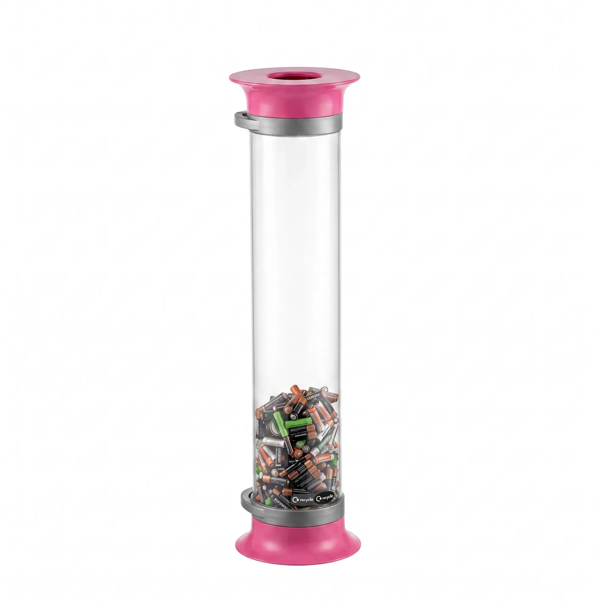 Papelera para pilas en Plástico transparente con color de abertura/embudo/base a elegir 15 L Duratec