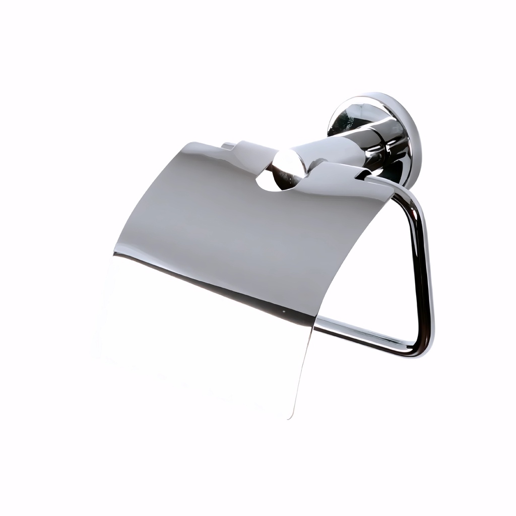 [0102085] Portarrollo higiénico doméstico en Latón/Cromado serie Cubik con tapa y base