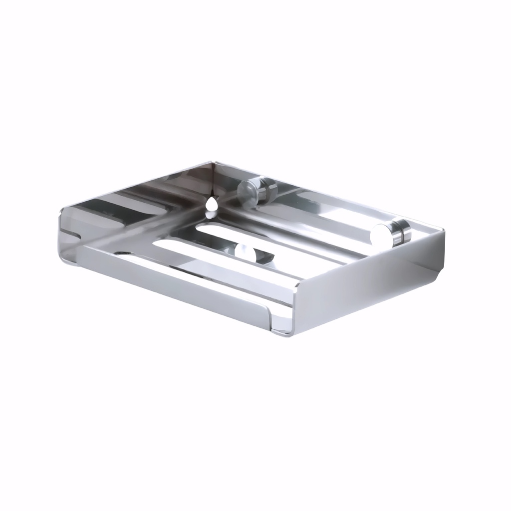 [0600011] Jabonera de baño en Acero Inox/Pulido serie Máxima láser rectangular pequeña