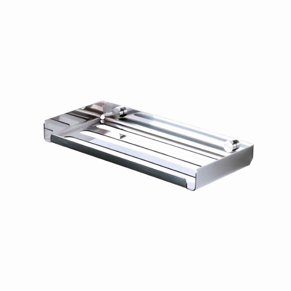 [0600012] Jabonera de baño en Acero Inox/Pulido serie Máxima láser rectangular mediana