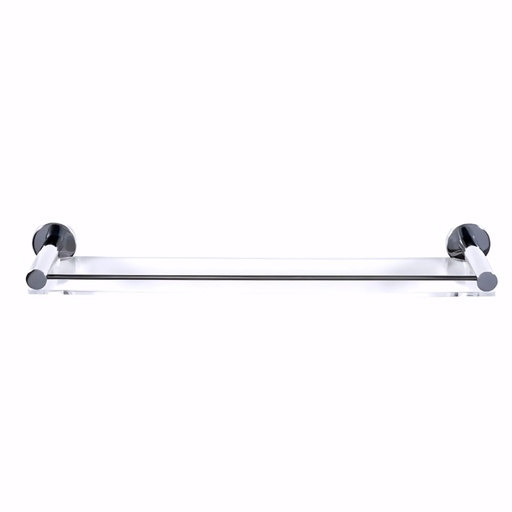 [0803002] Repisa en Metacrilato con soportes inox pulido con barra frontal