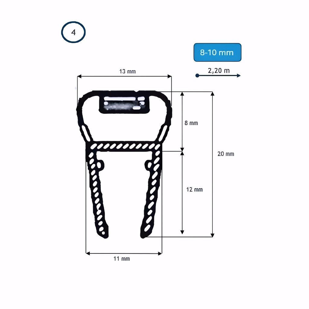 BARRA BURLETE IMAN 6-8MM. RECTO FRONTAL a 2.2MT (4) PGX-1246