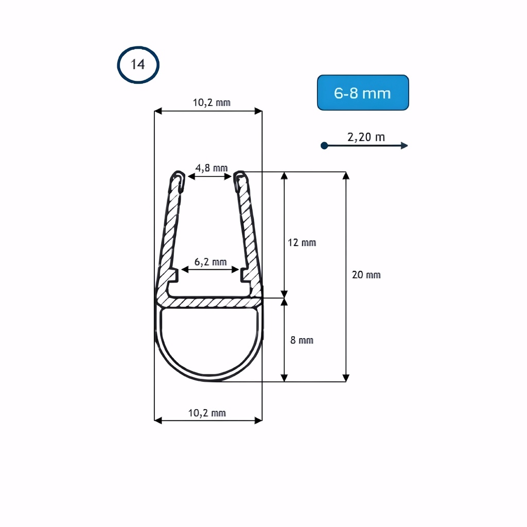 [9300014] BARRA BURLETE 06-08MM BURBUJA a 2.2M. (14) PGE-1317/5