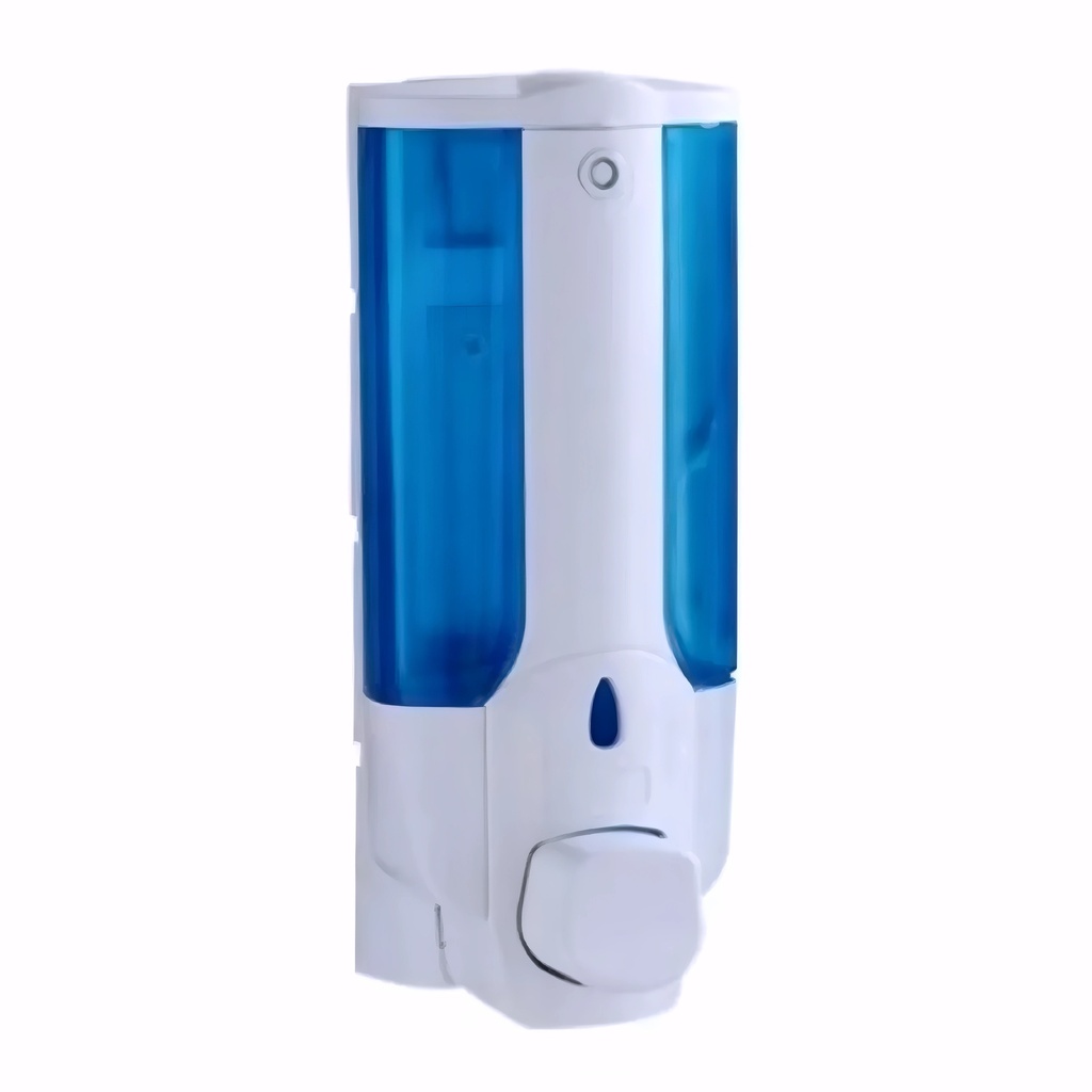 [1607017] Dosificador de gel en Plástico / Transparente y blanco 380 ml pulsador rellenable