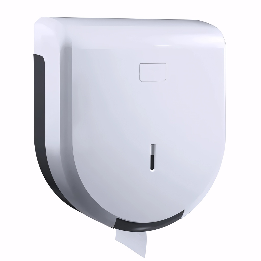 Dispensador papel higiénico Industrial en Plástico / Blanco y Gris Ø rollo 245 mm
