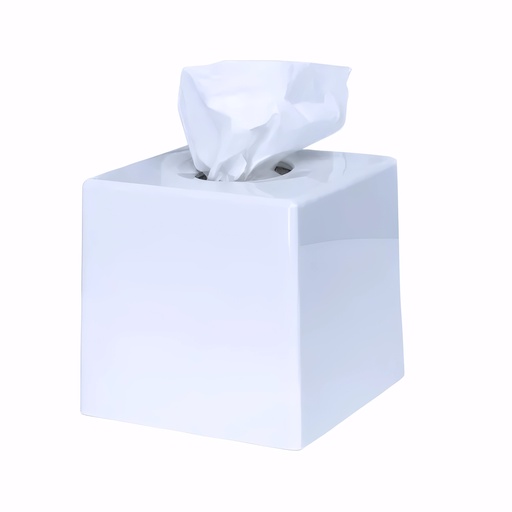 [2100002] Porta servilletas faciales en Plástico Blanco Cubo