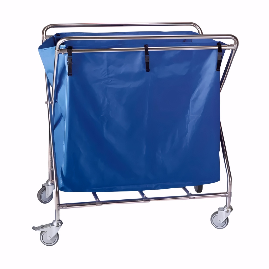 [2800103] Carro para ropa plegable con saco grande estructura en acero inox Rueda 100 mm