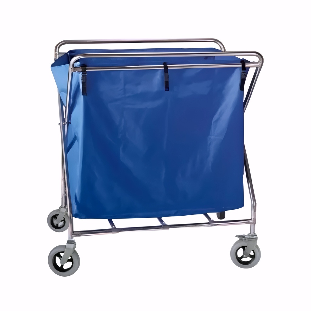 Carro para ropa plegable con saco grande estructura en acero inox Rueda espuma 200 mm