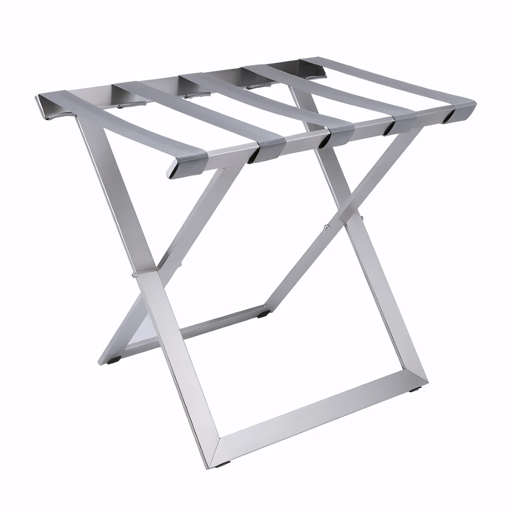 [3101102] Reposamaletas en Acero inoxidable satinado cintas nylon gris