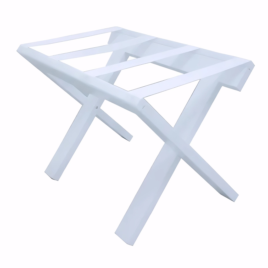 Reposamaletas en Madera blanco cintas nylon blanca