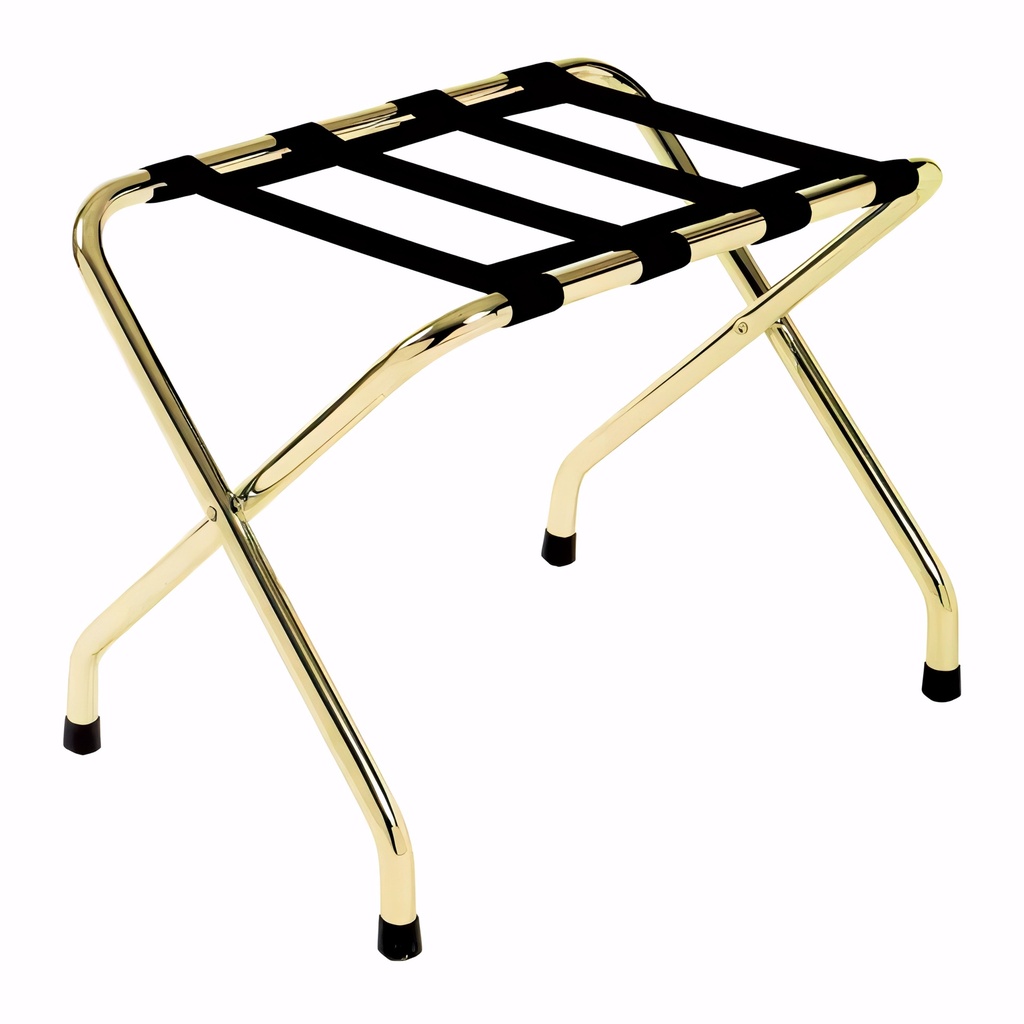 [3106003] Reposamaletas en Metal cromado oro cintas nylon negra