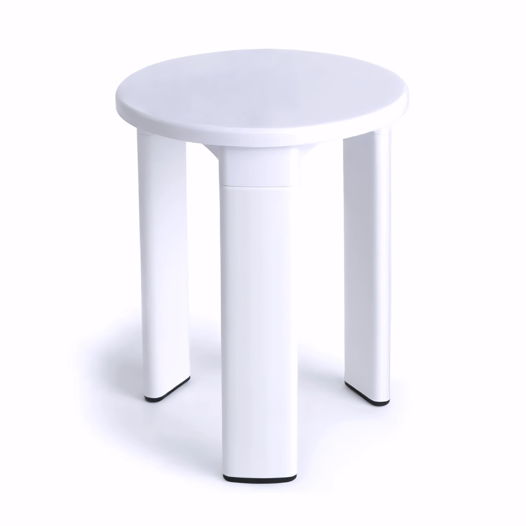 Taburete de baño en Plástico ABS blanco redondo con 3 patas