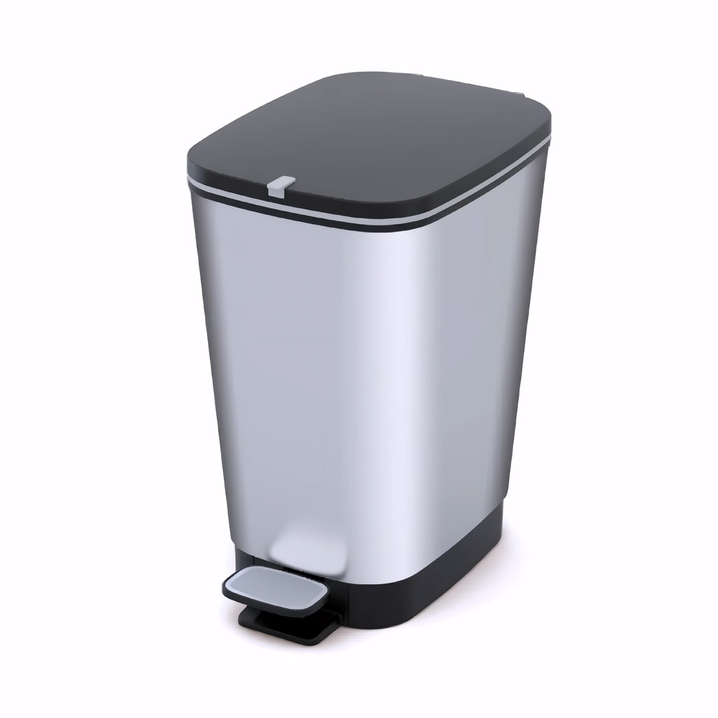 [4003070] Papelera con pedal en Plástico gran resistencia cromado y negro 20 L Chic (S)