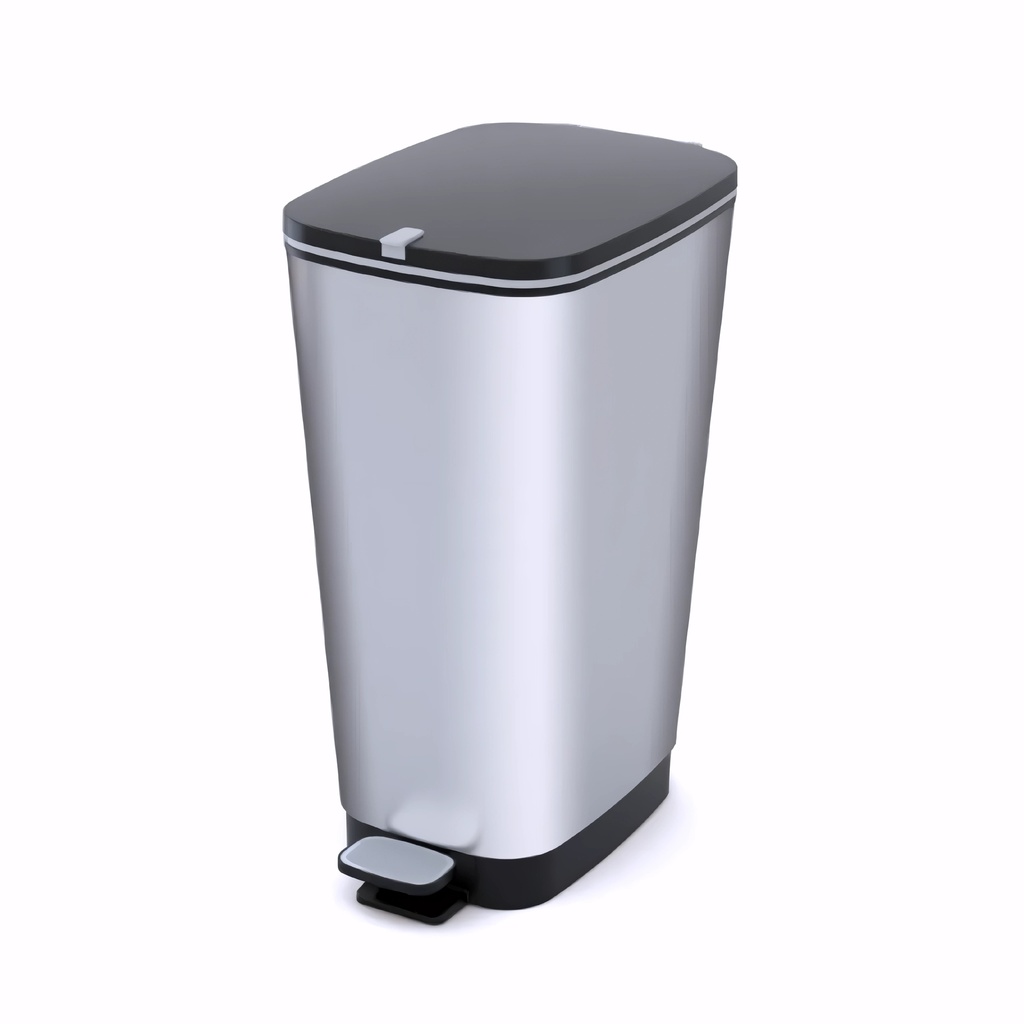 [4003120] Papelera con pedal en Plástico gran resistencia cromado y negro 60 L Chic (L)