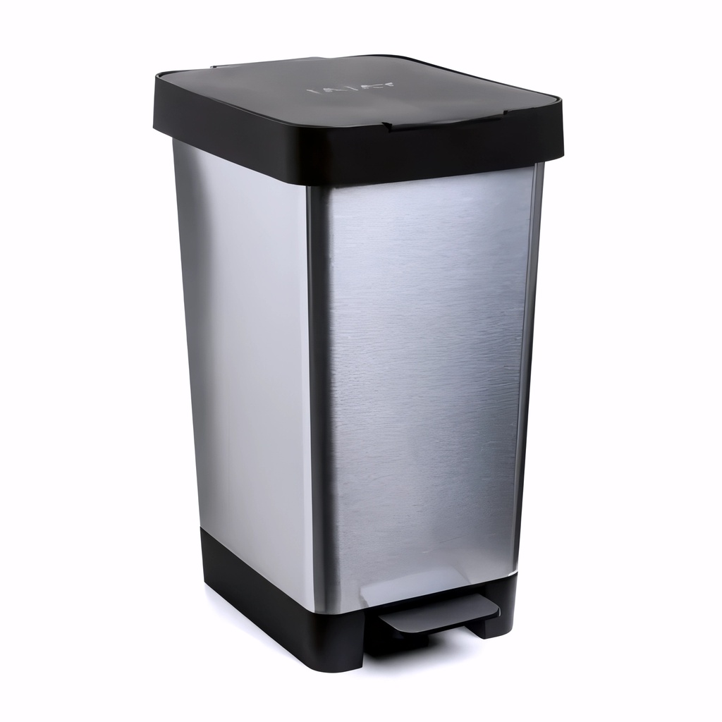 [4015060] Papelera con pedal en Plástico cromado y negro 25 L Ecore