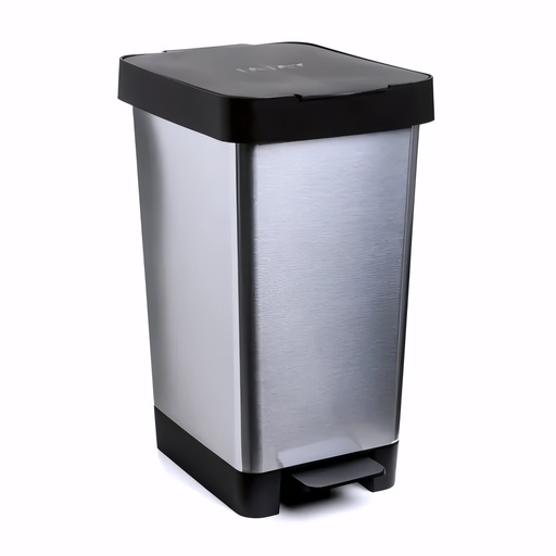 [4015060] Papelera con pedal en Plástico cromado y negro 25 L Ecore