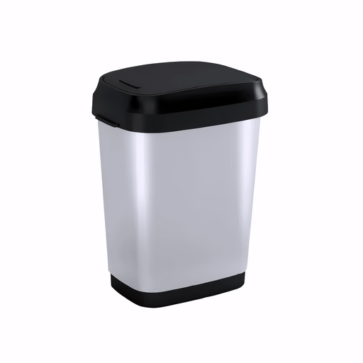 [4102000] Papelera con tapa basculante en Plástico gran resistencia cromado y negro 10 L Dual Swing