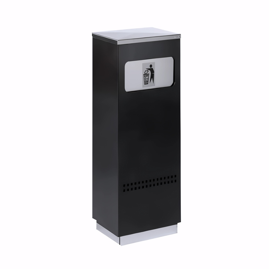 Papelera tapa con retorno en Acero pintado negro 38 L Exterior