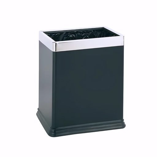 [4216030] Papelera en Acero pintado negro 10 L con decoración plateada
