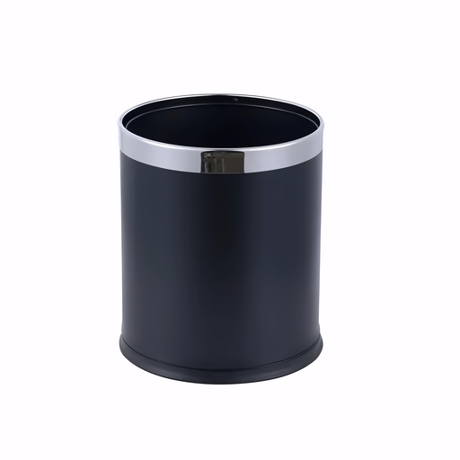 [4216051] Papelera en Acero pintado negro 15 L con aro plateado Elegant
