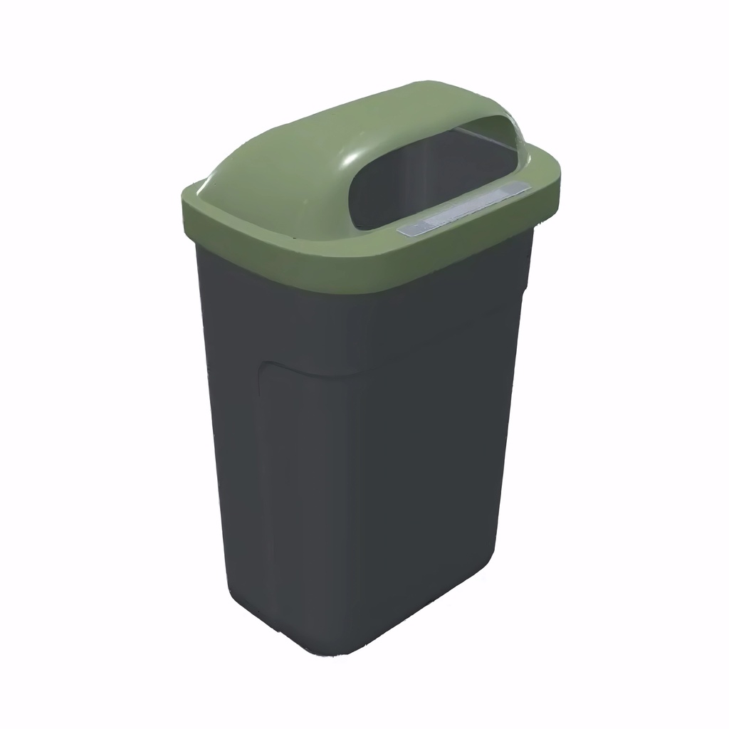 [4234110] Papelera en Polietileno gris y verde 50 L Clásica