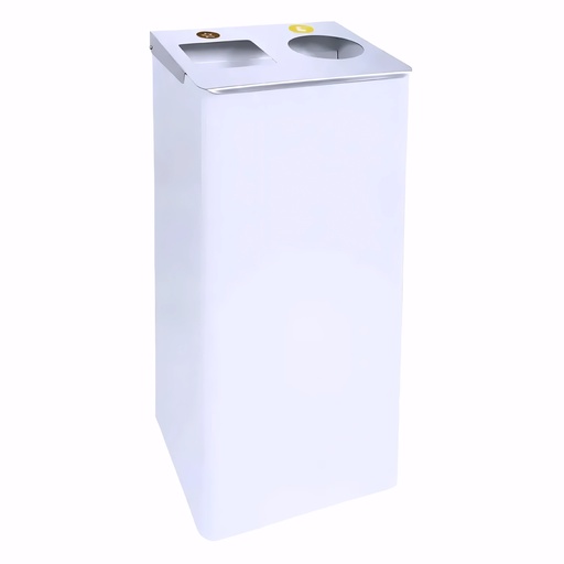 [4311481] Papelera para reciclaje de 2 residuos en Acero 72 L con tapa abatible en acero inox