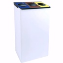 Papelera para reciclaje de 3 residuos en Acero 108 L con tapa abatible en chapa de acero