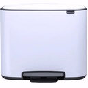 Papelera para reciclaje en Acero inoxidable blanco 3 cubiletes x 11 L cada uno – foto 1