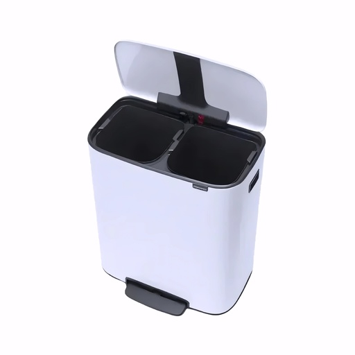 [4315450] Papelera para reciclaje en Acero inoxidable blanco 2 cubiletes x 30 L cada uno