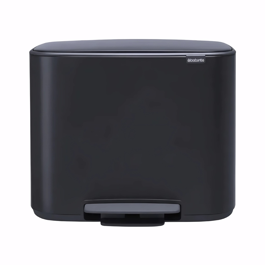 Papelera para reciclaje en Acero inoxidable negro 3 cubiletes x 11 L cada uno