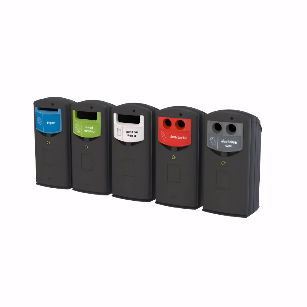 Papelera para reciclaje en Plástico negro con tipo de abertura y color a elegir 225 L Envirobank