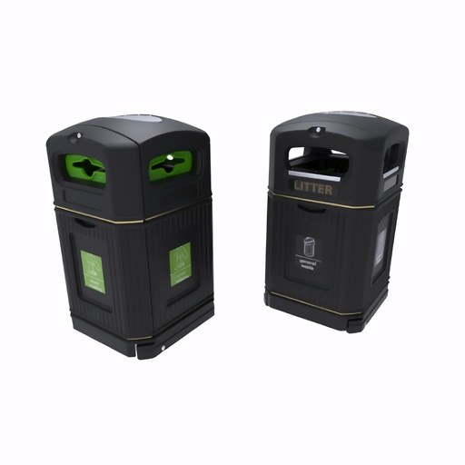 [4319211] Papelera para reciclaje en Plástico negro con tipo de abertura y color a elegir 240 L Squ. Herita XL