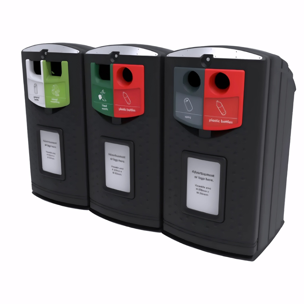 Papelera para reciclaje en Plástico negro con tipo de abertura y color a elegir 310 L Envirobank Spl