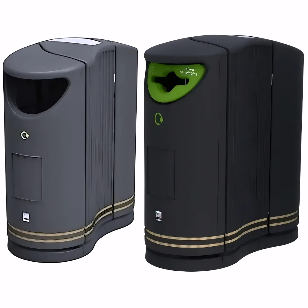 Papelera para reciclaje en Plástico negro con tipo de abertura y color a elegir 170 L Twinbin combi