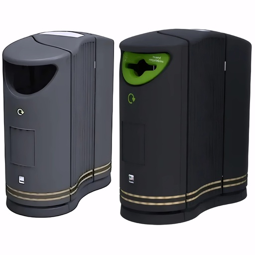 [4319240] Papelera para reciclaje en Plástico negro con tipo de abertura y color a elegir 170 L Twinbin combi