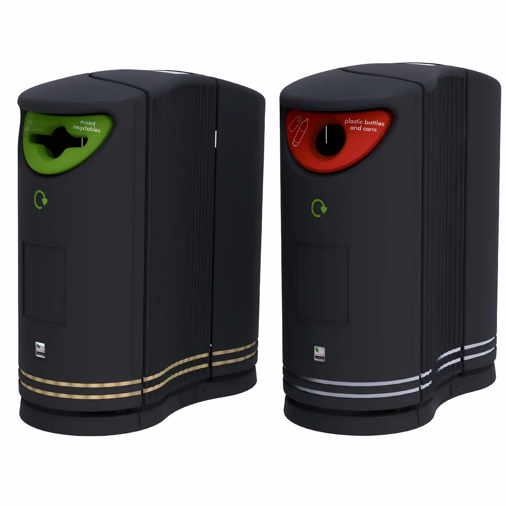 Papelera para reciclaje en Plástico negro con tipo de abertura y color a elegir 170 L Twinbin doble