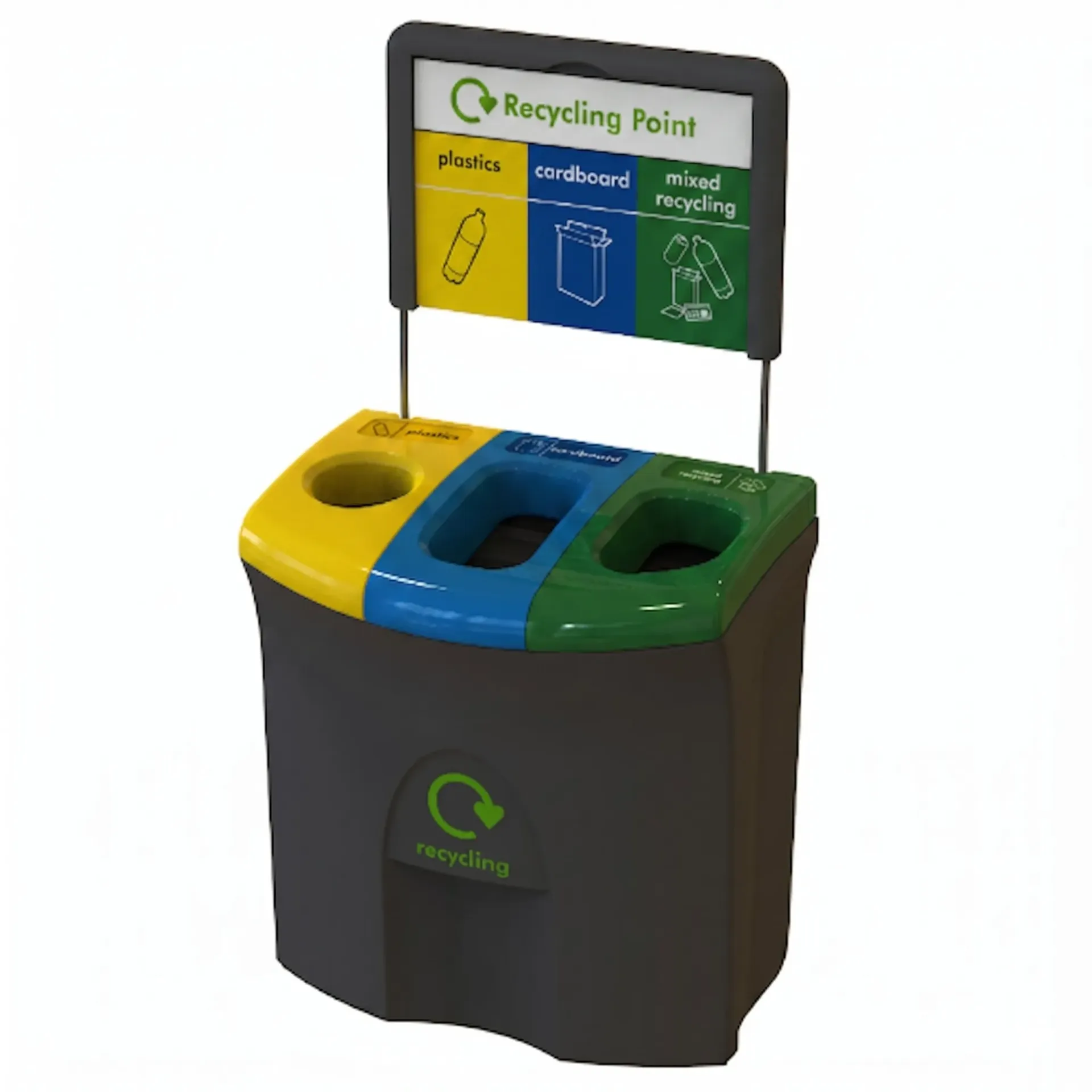 Papelera para reciclaje en Plástico negro con tipo de abertura y color a elegir 87 L Meridian Triple