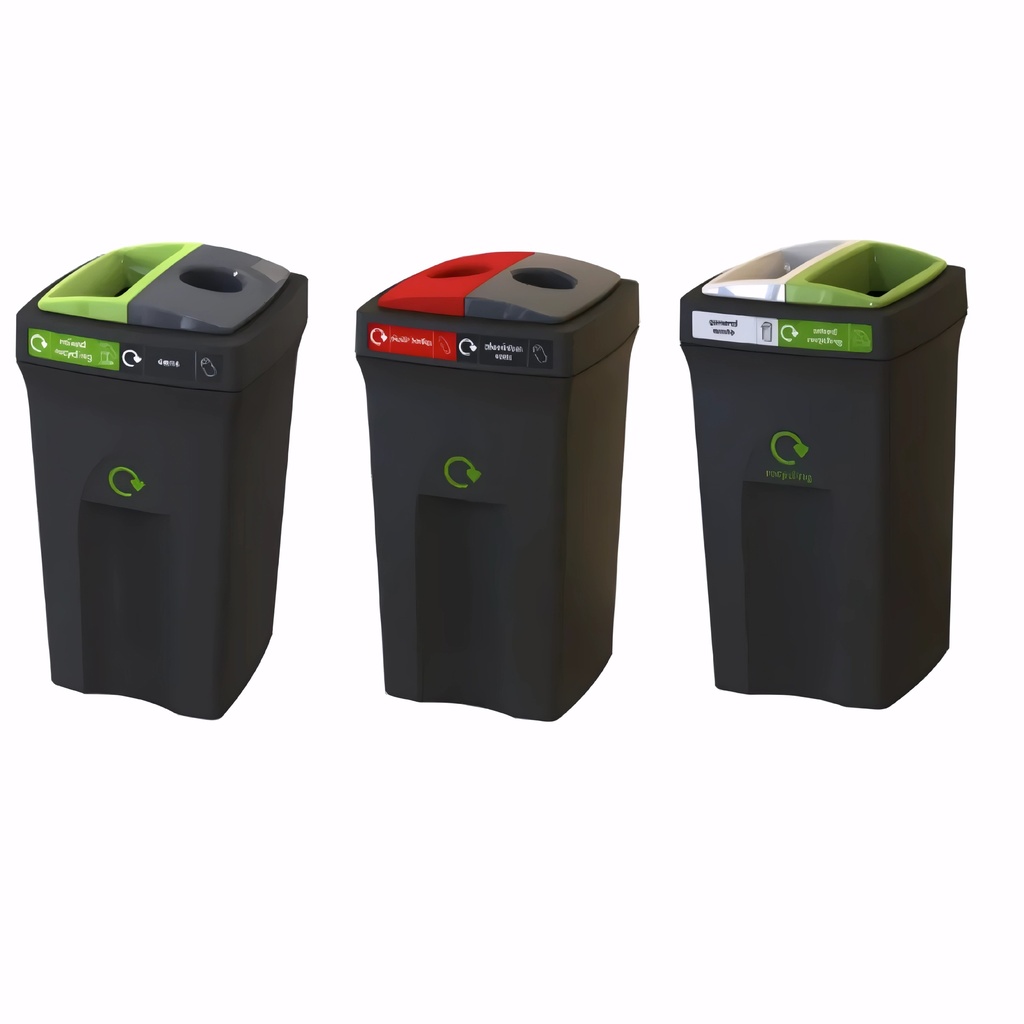 Papelera para reciclaje en Plástico negro con color de abertura a elegir 100 L Envirobin 100 dividid