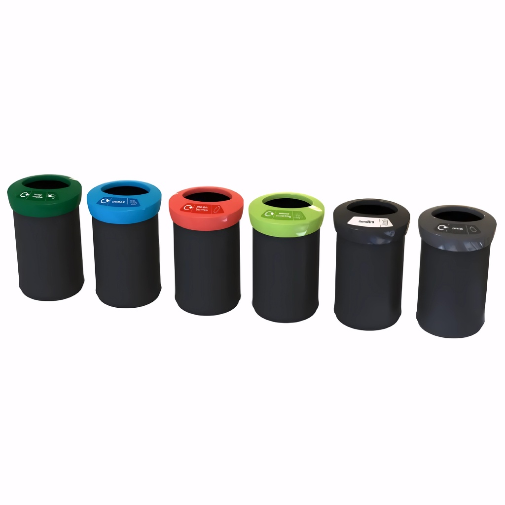 Papelera para reciclaje en Plástico negro con color de abertura a elegir 41 L EcoAce