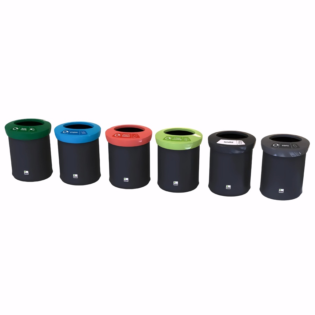 Papelera para reciclaje en Plástico negro con color de abertura a elegir 52 L EcoAce