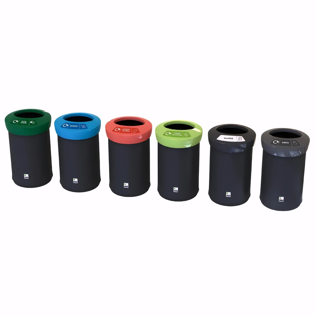 Papelera para reciclaje en Plástico negro con color de abertura a elegir 62 L EcoAce