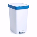 Papelera para reciclaje con pedal en Plástico blanco y azul 25 L Ecore – foto 1