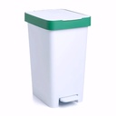 Papelera para reciclaje con pedal en Plástico blanco y verde 25 L Ecore – foto 1