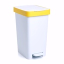 Papelera para reciclaje con pedal en Plástico blanco y amarillo 25 L Ecore – foto 1