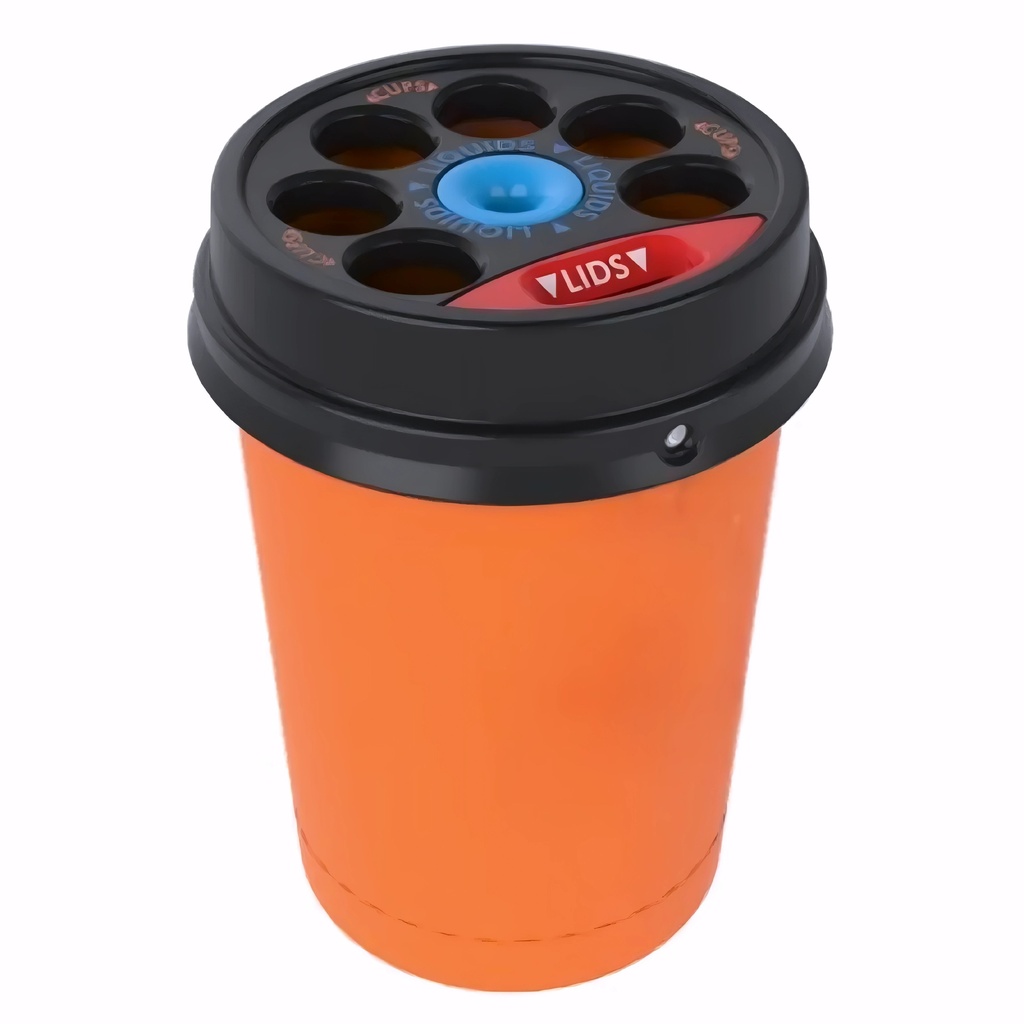 Papelera para reciclaje en Plástico naranja y tapa negro 120 L Envirocup grande para vasos