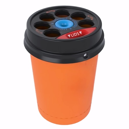 [4328310] Papelera para reciclaje en Plástico naranja y tapa negro 120 L Envirocup grande para vasos