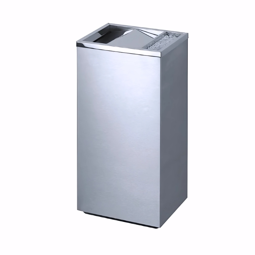 [4401010] Papelera cenicero en Acero inoxidable satinado 15 L  rectangular con tapa basculante