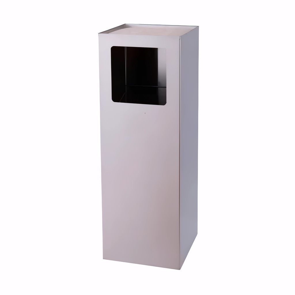 [4401051] Papelera cenicero en Acero inoxidable satinado 40 L cuadrada con bandeja para arena